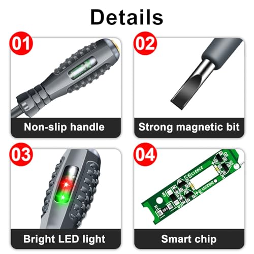 Image of 2 PCS Magnetic Flathead Screwdriver & Non-Contact Voltage Tester Pen, Dual Color Light Electrical Screwdriver, High Torque Electricity Detector for Safe Voltage Measurement