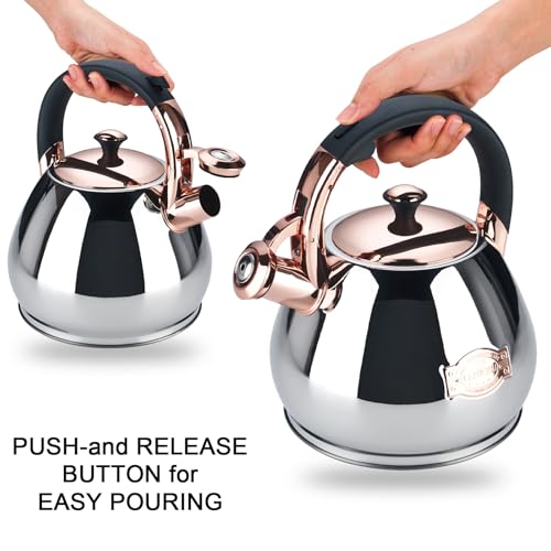Tea Kettle Stovetop Whistling Kettle Teapot, 3Quart Tea Pot Stainless Steel Teakettle for Stove Top with Heat Proof Ergonomic Handle by Lazneyru - Used condition - Image 4