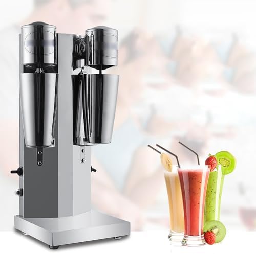 Machine à milkshake double tête inox avec sélecteur de vitesse et pieds antidérapants