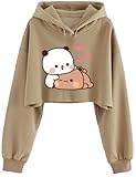ABSOLUTE DEFENSE Two Teddy Crop Hoodie Sweatshirt Women Girl Cute Casual Stylish Latest White Black Pink Lavender Beige