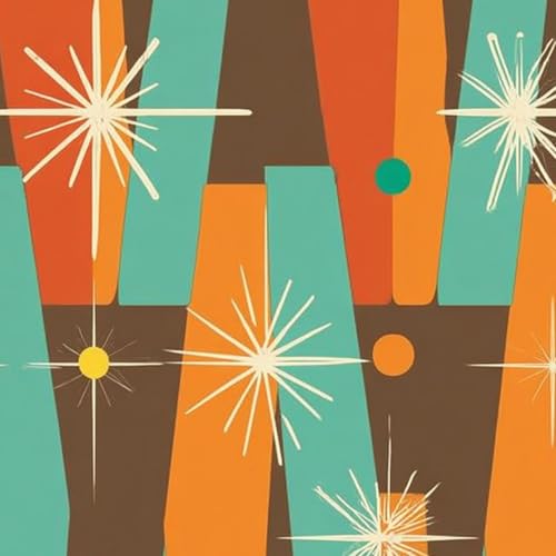 Image of DERUINVAIO Self Adhesive Feature Removable 50s Mid Century Modern Vintage Retro 1950s Mod Fifties Peel and Stick Vinyl Wallpaper Roll, Sticky Lining Paper for Bedroom, Living Room, Kitchen Walls