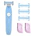 Produktbild Elektrischer Damenrasierer, wiederaufladbarer nass- und trockener schmerzloser USB-Bikini-Trimmer für Frauen, Epilierer zur Körperhaarentfernung für Frauen, Akku-Rasierer mit 3 Führungskämmen, Blau
