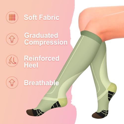 Image of Iseasoo 4 Pairs Compression Socks for Women Circulation-Best Support for Nurses,Running,Athletic,Travel