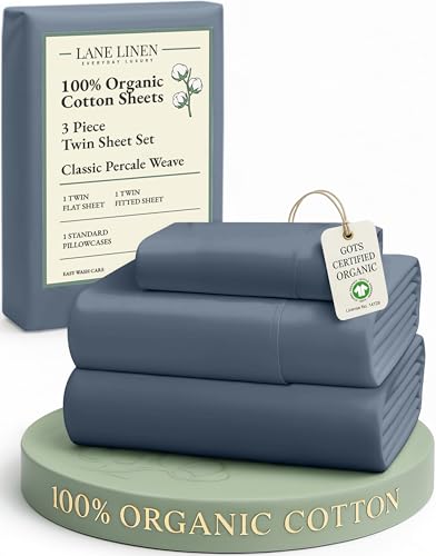 LANE LINEN 100% Organic Cotton Twin Bed Sheet Set, Luxury