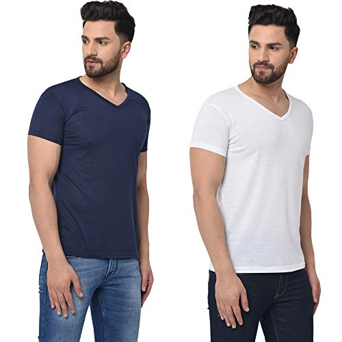 Image of JANGOBOY Men's V-Neck Cotton T-Shirt (Pack of 2)