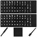 CaseBuy English Keyboard Stickers (5 in 1) Replacement QWERTY UK English Keyboard Stickers with White Letters on Black Background Universal for Laptop Desktop Computer Matte British