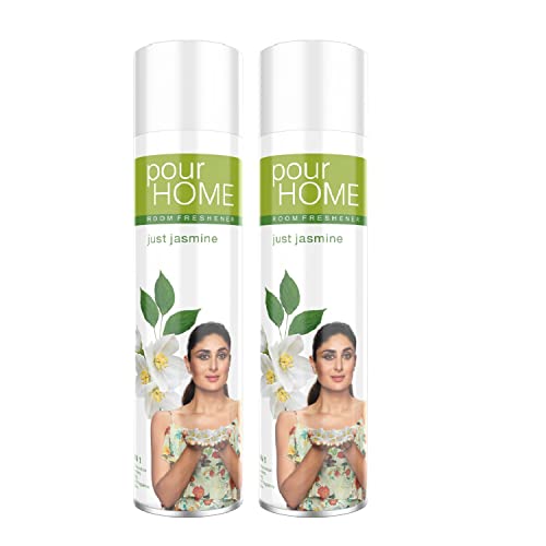 Image of POUR HOME Just Jasmine Air Freshener Spray - 220ML Each (Pack of 2) | Long-Lasting Fragrance - Reduces Odours - Suitable for Home & Office