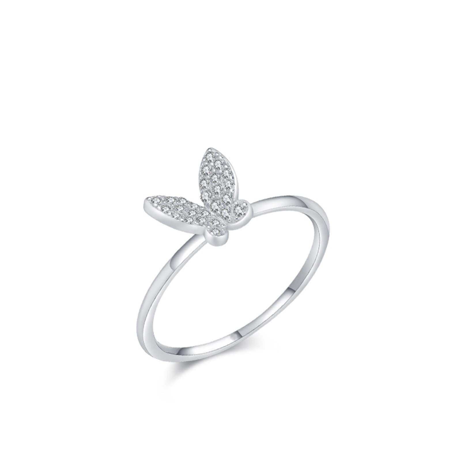Ring Schmuck, Eheringe Platin mit Künstlichem Diamanten Silber Größe 45 (14.3) Geshenke Frauen