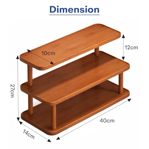 Image of Rioware Bamboo Organizer Rack - Multi-Layer Desktop Storage Shelf for Cups, Mugs & Tea Sets | Wooden Countertop Sideboard Display Stand for Kitchen, Dining & Home Deco (3-Tier - Racknest)