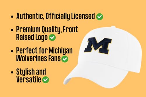 Gorra Ajustable Blanca con Logo Bordado Michigan University miniatura 5