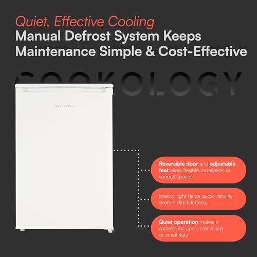 Cookology UCIB113WH 55cm Freestanding Undercounter Fridge,113 Litre Capacity with Adjustable Temperature Control and Ice Box in White - Image 5