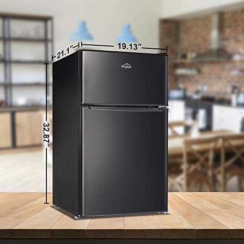 Walsh WSR31TBK Compact Refrigerator, Dual Door Fridge, Adjustable