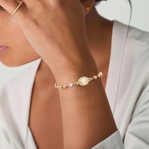 Gold Rosary Bead Cross Bracelet - 14k Gold Plated Virgin Mary Bracelets,Non Tarnish Golden Religious Rosarios Catolicos Virgen de Guadalupe Jewelry,Catholic Confirmation Baptism Gifts for Women2