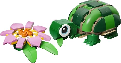 LEGO Creator 3in1 Turtle with a Water Lily Flower Toy - Animal Figure Transforms into a Chameleon or Frog - DIY Desk Decor Idea - Birthday Gift for 7+ Year Old Girls & Boys - 31377