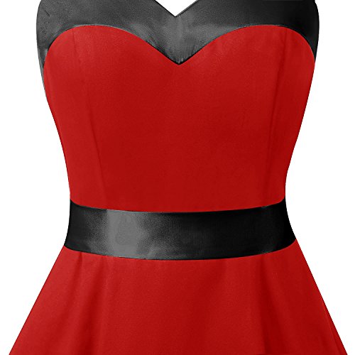 Image of DRESSTELLS Women's Vintage 1950s Cocktail Dress, Retro Tea Party Halter Swing Dresses