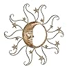Touch of class sun and moon face metal wall art tarnished gold southwestern style decor outdoor indoor sculptures for patio porch bedroom  urban country home decor