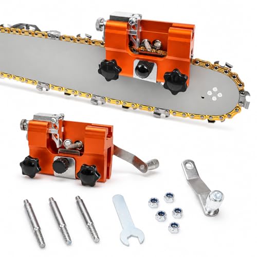 Razorwolf Chainsaw Sharpener Manual Portable Chainsaw Chain Sharpener Tool for Fast Guided Sharpening No Chain Removal Needed Fits Most Chainsaws (Orange)