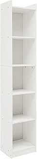 Treeisland Estantería estrecha para libros, color blanco, estantería de pie, estantería abierta moderna para salón, dormitorio, oficina, estudio, 5 niveles