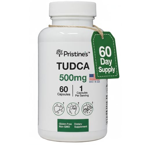 PRISTINE'S Tudca 500MG Liver Support & Purified Bile Salts Supplement Capsules - 60 Day Supply -
