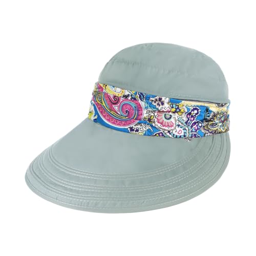 Femme Casquette Visière Large Bord Chapeau de Soleil Plage Voyage Eté Capeline de Camping Pêche Vélo Jardinage Pliable Protection Solaire Complète avec Foulard Protège-nuque Détachable UPF 50+ Anti-UV