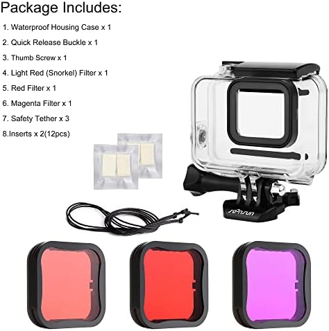 SOONSUN Waterproof Housing Case with Dive Filters for GoPro Hero 5 6 7 Black, Hero (2018)  45M Underwater Dive Housing Shell with Red, Light Red, Magenta Filters for GoPro 5/6/7 Black Cameras