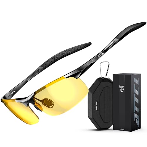 ATTCL Night Driving Glasses for Men - Yellow Lens Reduces Glare, Improves Night Vision for Safer Nighttime Driving Sunglasses 8177 Yeshi