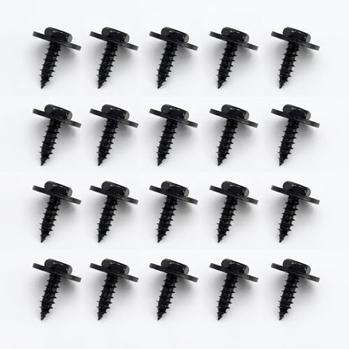 Fiknonk 20 PCS Automotive Hex Head Self-tapping Screws, 0.18 x 0.74 Inches Black Zinc Coated Fasteners, Bumper Hood Trim Cover Bolts, Universal for Most Cars, Trucks, SUVs (Black)