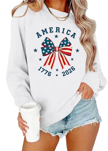 Image of PECHAR USA Sweatshirt Women American Flag Sweater 4th of July Shirts Patriotic Sweater Fourth of July Pullover