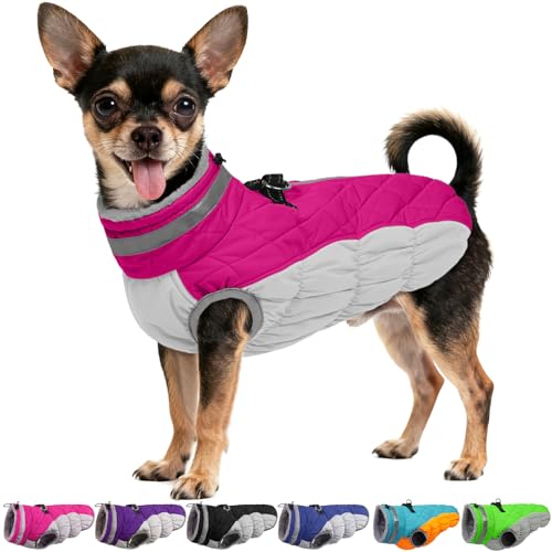 Image of Dog Winter Jacket Cozy Reflective Waterproof Windproof Warm Pet Garment,Comfortable Cold Weather Fleece Apparel Outfits with Zipper Closure for Small Medium Large Dogs Puppy Walking,X-Small