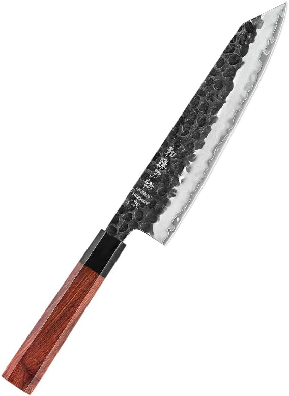 HEZHEN 8.5 inch Chef Knife, 3-Layers Composite Steel 10Cr15CoMoV Steel Core, Premium Red Wood Knife Handle, 60±2HRC Hardness (PM8S-CS)