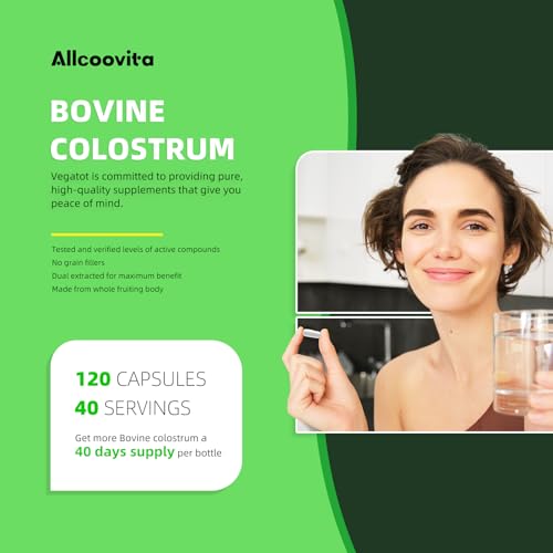 Image of Bovine Colostrum Capsules Supplement 2000mg- 120 Capsules - Gut Health, Muscle Recovery, Energy, Hair, Skin and Immune Supplement | 50% IgG Cow Colostrum for Humans | Superfood, Gluten Free.