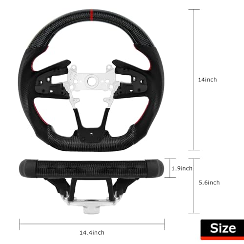 MOTAFAR Steering Wheel Carbon Fiber Nappa Prefoed Leather Car Racing Steering Wheel Compatible For Honda Civic 2016-2021 Type R North American Spec