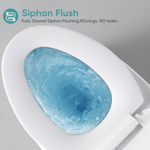 Bostana One Piece Toilet,0.8/1.28 Gpf Dual Flush Toilet With 15.1"W Soft-Close Seat,Modern American Standard Elongated Toilet For Bathrooms With 17"Comfort Height Seat,12"Rough-In  thumb #5