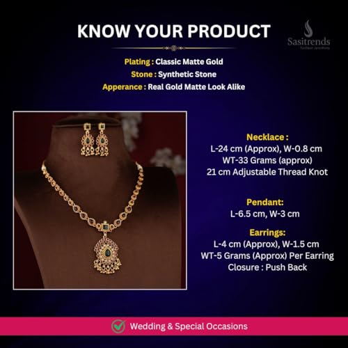 Image of Sasitrends Classic Matte Gold Plated Necklace Set
