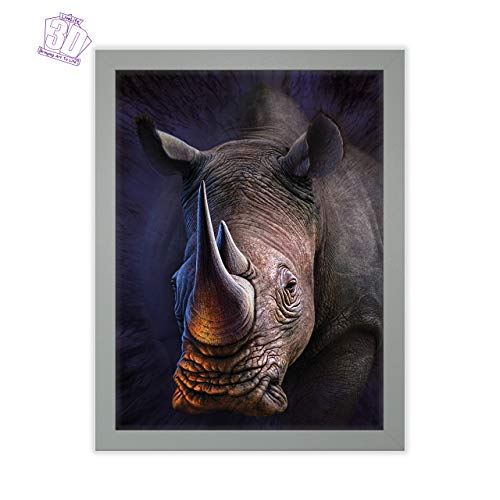 3D Livelife Lenticular Wall Art Prints - White Rhino From Deluxebase. Unframed 3D Safari Animal Poster. Perfect Wall Decor. Original Artwork Licensed From Renowned Artist, Jerry Lofaro #TOP2