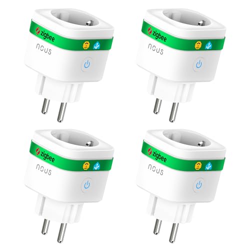NOUS A7Z ZigBee Smart Steckdose mit Energieüberwachung, 16A, App- & Sprachsteuerung, Zeitplan & Timer, Kompatibel mit Alexa, Google Home, Home Assistant, Tuya, ZigBee-Hub Erforderlich, 4 Pack