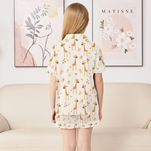 Little Giraffe Cute Prints Summer Satin Pajama Set, Cute Button-Down Sleepwear Pj Set for Sleep Wears4