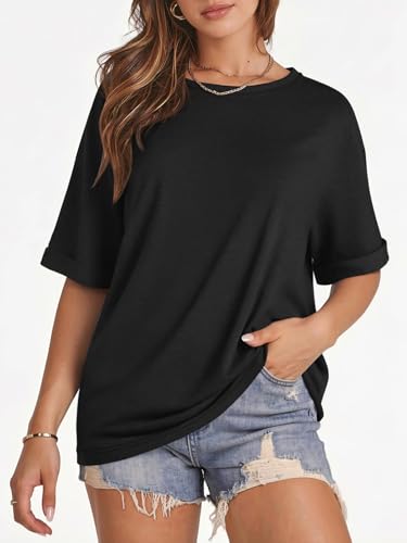 Image of ATHMILE Womens Oversized T Shirts Summer Tops Spring Casual Loose Fit Workout Short Sleeve 2026 Beach Vacation