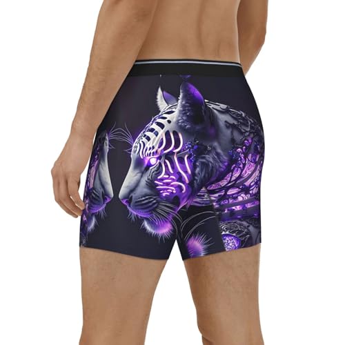 Novastar Mens Extended Length Boxer Briefs - Purple Pattern White Tiger Men Underwear Boxer Briefs With Elastic Band2
