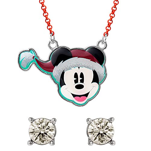 La Mejor comparativa de Bolas navidad Disney disponible en línea. 27 Disney - Juego de colgantes de Navidad con diseño de Mickey Mouse rojo, blanco y negro y tachuelas de piedra transparente SH00647RL, Latón