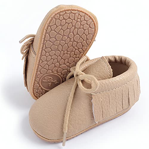 Rvrovic Baby Boys Girls Moccasins Soft Sole Tassels Prewalker Anti-Slip Shoes (M:6~12 Months, X1-Apricot) #TOP1