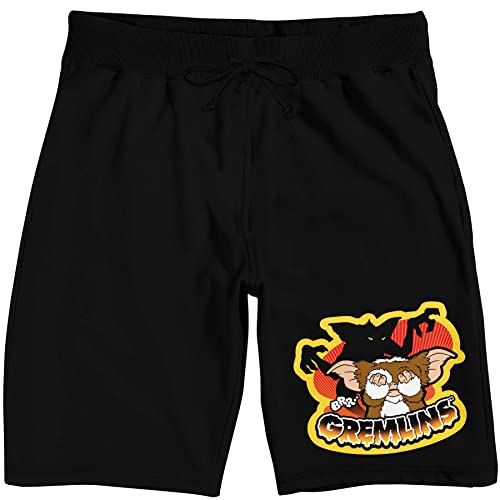 Gremlins Characters Gizmo and Stripe Men's Black Graphic Sleep Shorts