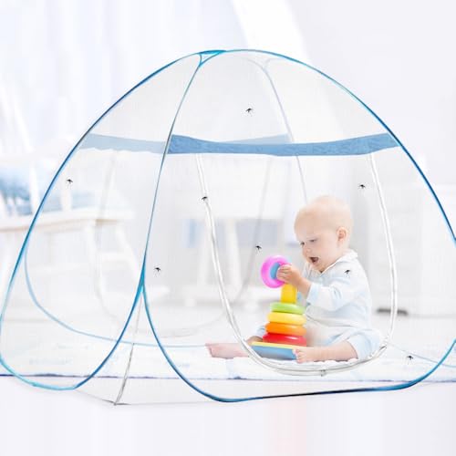mizikuu Moskitonetz Bett, Moskitonetz Pop Up Moskitozelt Faltbares Tragbares Engmaschiges Mückennetz großes Doppeltür Mückennetz für Schlafzimmer, Outdoor, Camping, 180 * 200 * 150cm