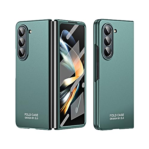 Coque Samsung Galaxy Z Fold 5 verte en polycarbonate mat rigide avec protection écran