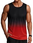 PINSPARK Tank Tops Men Athletic Compression Vest Gym Training Bodybuilding Gradient Workout Sleeveless T-Shirts Red L