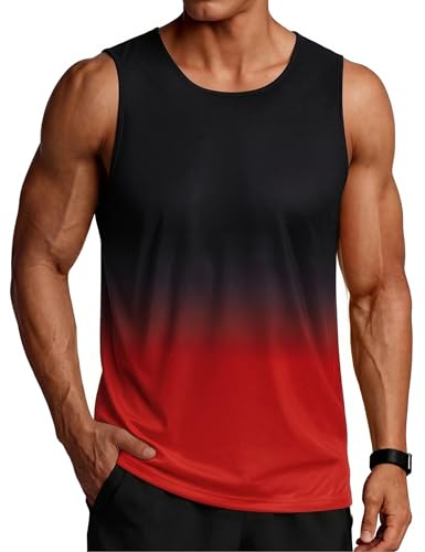 PINSPARK Camiseta sin mangas para hombre, camiseta de entrenamiento de fitness, camiseta funcional de verano para exteriores, rosso, L