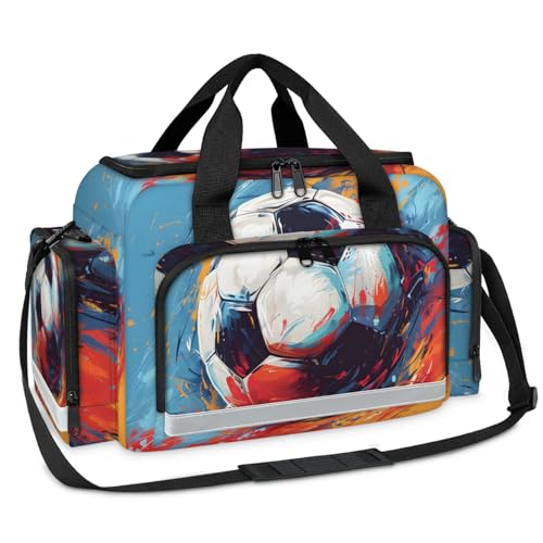 GzLeyigou First Aid Bags Empty, Oil Painting Football Emergency Bag First Aid Kit Multiple Compartment Kit Carrier On Call Trauma Bag For Paramedics Emergency Medical Supplies Kit