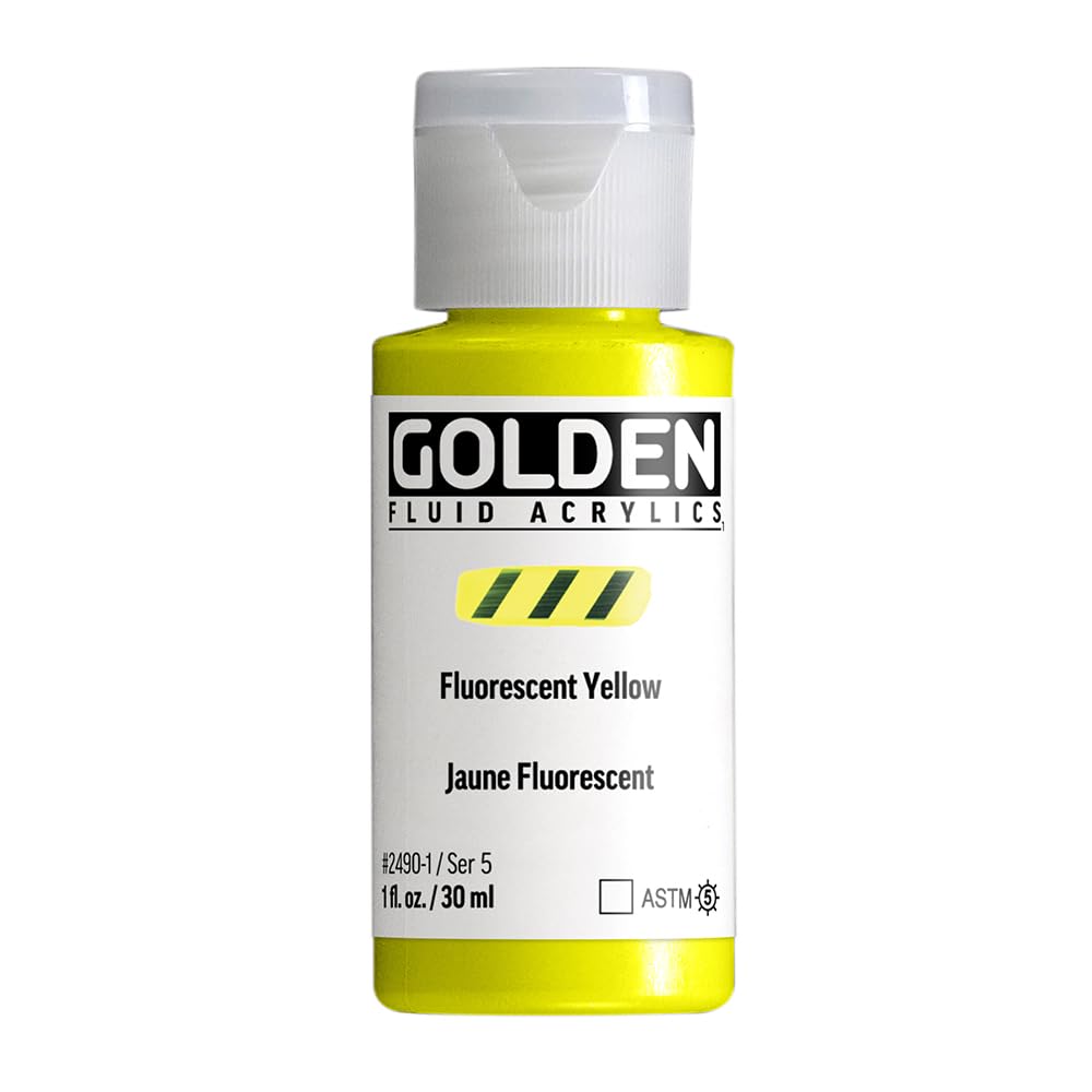 GOLDEN Fluid Acrylics, Fluorescent Yellow, 1 fl. oz. / 30 ml Bottle