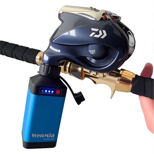 WenMia 14.8V Super Mini Electric Fishing Reel Battery IP68 Waterproof Aerospace Aluminum Body Compatible for Daiwa and Portable Design (New5000mAh-Blue)