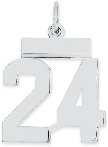 スターリングシルバー ロジウムメッキ スモール 光沢仕上げ 数字 24 チャーム